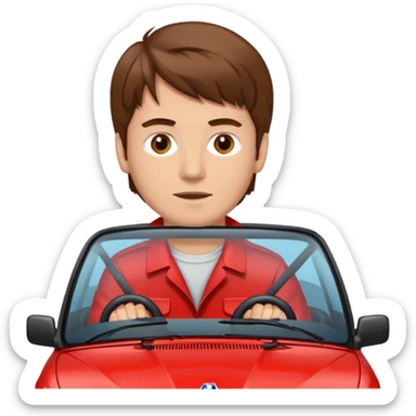 Guy with brown hair driving red BMW e30 sticker