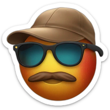 Default apple poop emoji in sport sunglasses and sport cap sticker