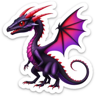 Colorful Neon Black and red and purple Gothic Edgy Tropical Flygon-Aurorus-Salandit-Salazzle-Amaura-Hybrid-Creature sticker
