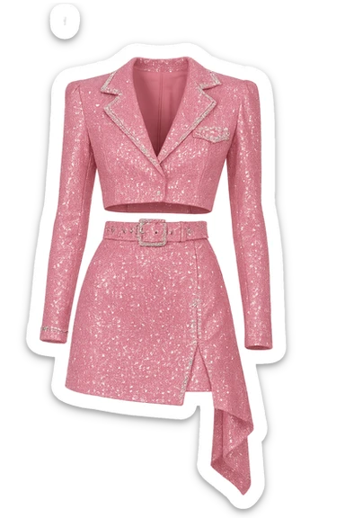 pink kpop idol stage outfit, stylish and sparkly sticker
