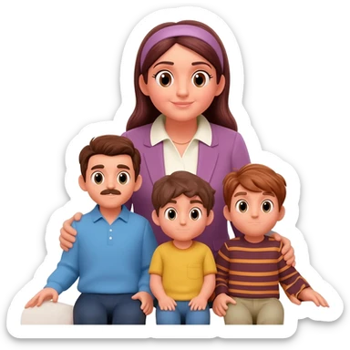 Bir kadın bir kocası iki de erkek çocuk arkaları dönük bı şekilde oturuyorlar kadın ferce giymiş sticker