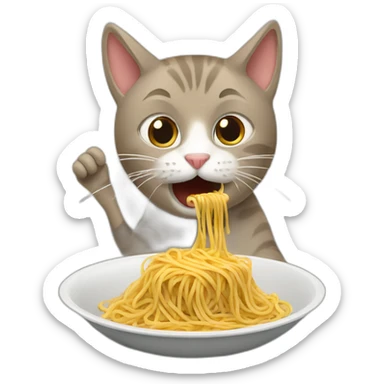 cat eating spaghetti sticker