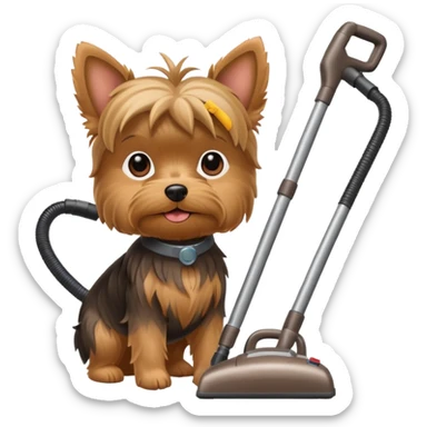 Yorkie dog with a vaccum sticker