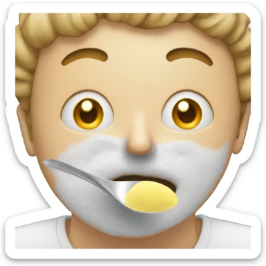 Face with powder over mouth. Net to it have a candle and a spoon full of powder sticker