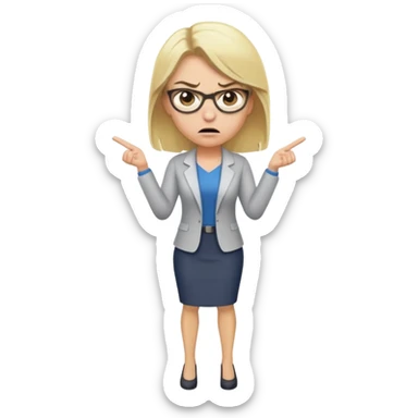 angry blonde female teacher full body without glasses sticker