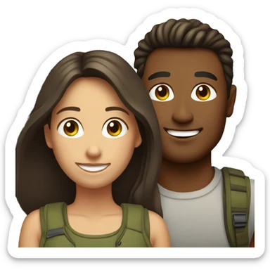 smiling brunette couple in nature sticker