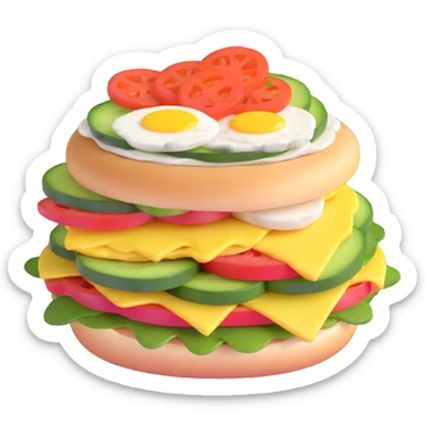 bagel sandwich with eggs and vegetables, Pinterest aesthetic sticker