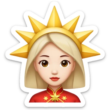 chinese lady with big star on head sticker