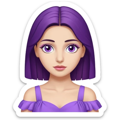 Hande Erçel as a character from game of thrones with lilac eyes and a purple dress. sticker