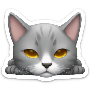 Grey cat sleeping sticker