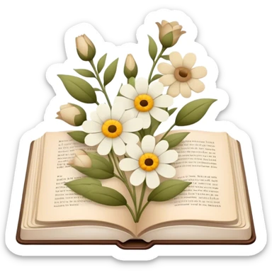 book with pressed neutral florals sticker