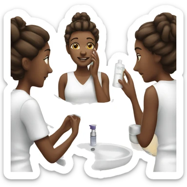 Applying skincare to your face in a mirror  sticker