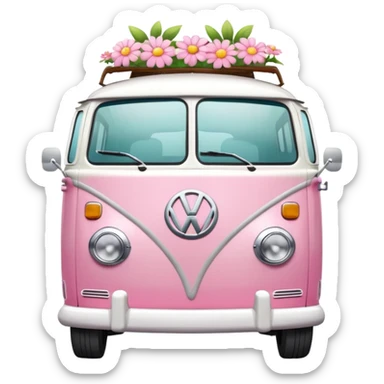 Pink and white VW hippie can sticker