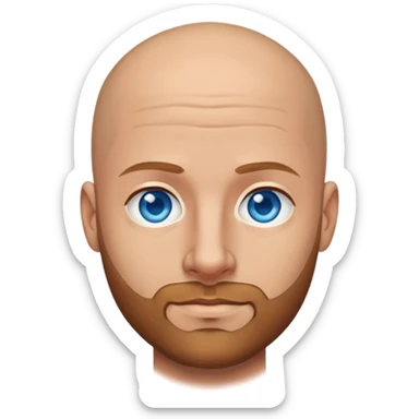 Attractive bald man with a light brown short beard and blue eyes  sticker