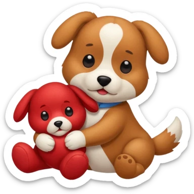 Dog playing with a stuffed animal sticker