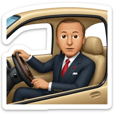 Recep Tayyip Erdoğan araba kullanıyor sticker