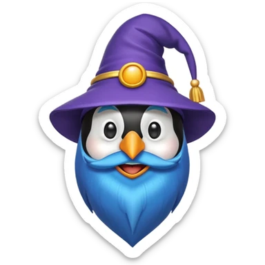 penguin wizard in the style of a 3d emoji sticker