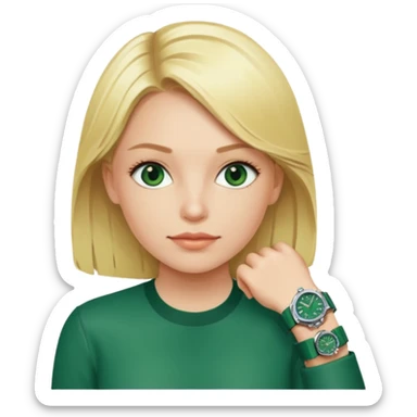 Breitling green faced watch on blonde girl wrist  sticker
