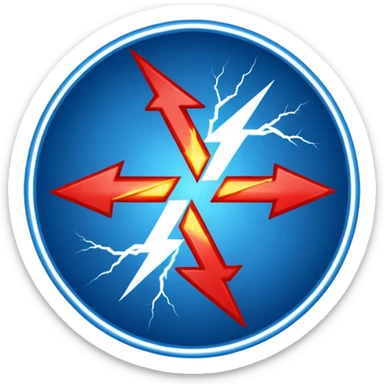 Red and blue lightening in a circle shape with effects like real one  sticker