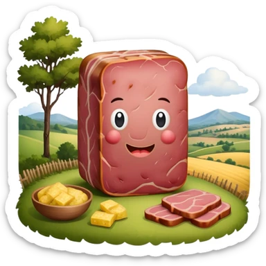 Rembrandt style spam meat countryside landscape  sticker