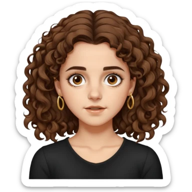 full body, very beautiful italian girl, dark brown eyes, looking like Emma Watson, with curly and big volume very bright brown hair, and a golden piercing ring in nose on left side, pullups

 sticker