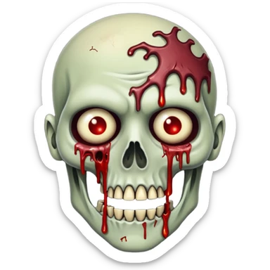 Zombie face, torn flesh, blood dripping, exposed bones, dark horror, no background




 sticker