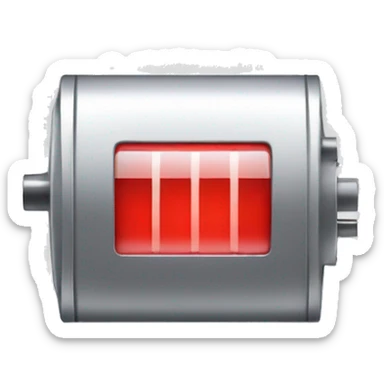 A BATTERY THAT IS AT "LOW" STATUS, RED INDICATOR sticker