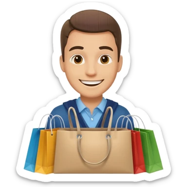 The man with the shopping bags sticker