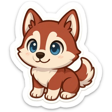 red siberian husky with blue eyes sticker