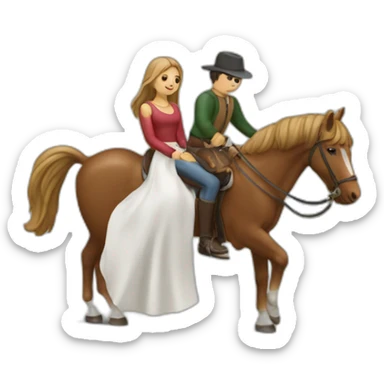 Couple assis sur un cheval sticker