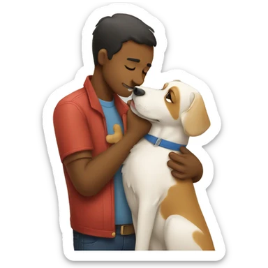 Dog kissing his owner  sticker