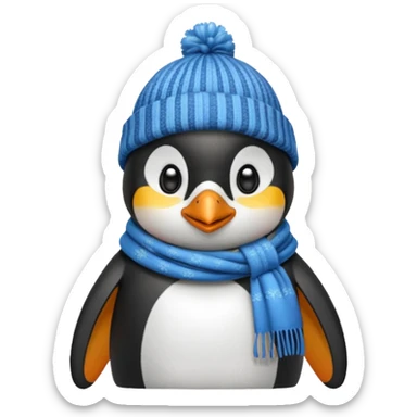 Winter penguin wearing winter clothes with winter background sticker