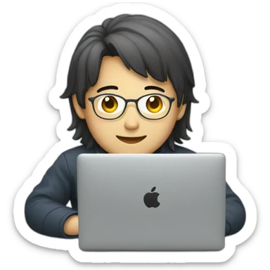 japanese software engineer with macbook sticker