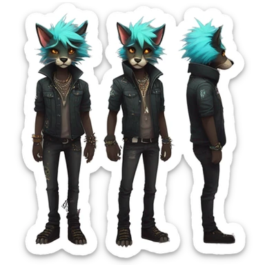 cool edgy animal fursona creature by griffsnuff & LiLaiRa & Falvie with badass colors and a spiked collar full body sticker
