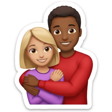 black guy with a girl in a side hug sticker
