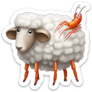 Un mouton avec une langouste sticker