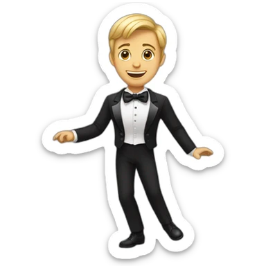 A short hair guy dancing in a tuxedo sticker