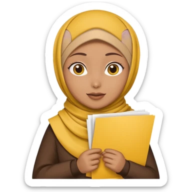 turkey wearing a hijab holding a yellow paper sticker