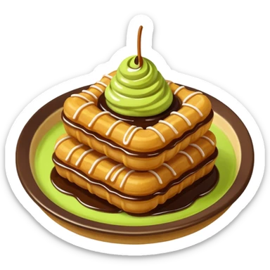 mini churros chocolate and matcha topping sauce sticker