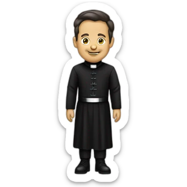 Don Bosco with a black priest suit and a biretta sticker