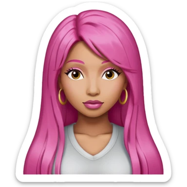 Nicki Minaj with long dark pink hair sticker