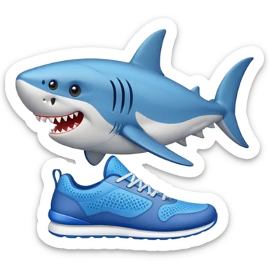 Tiburón con zapatillas azules sticker