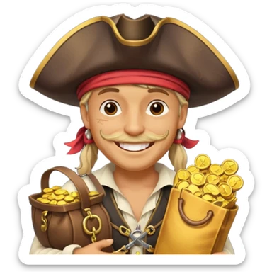 pirate steal gold from children sticker