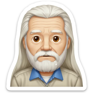 glasses elderly man long hair and long bearded with shirt sticker