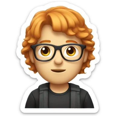 Nerdie with ginger hair and bangs sticker
