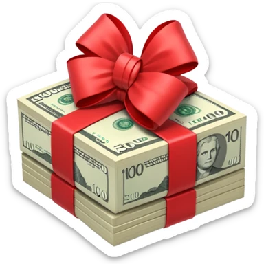 Australian $100 notes stacked together and wrapped in a bow sticker