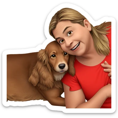 smiling boy with dog sticker