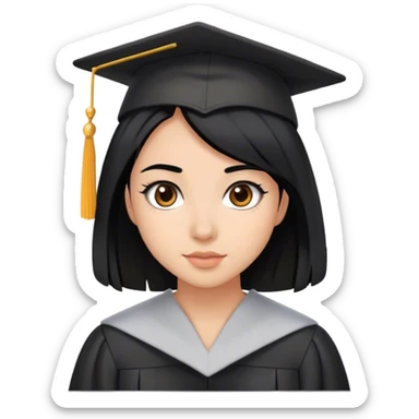 Girl who graduated, black hair, medium skin, brown eyes sticker