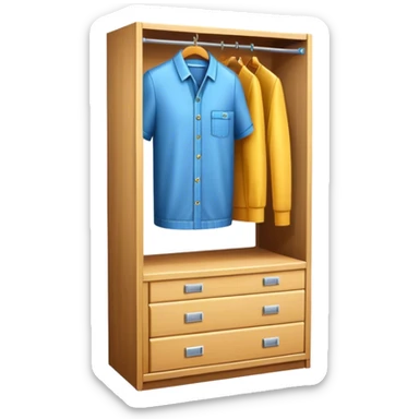 Professional emoji for Furniture Design: a close-up of a 3D wardrobe on top of a blueprint, with a measuring tape beside it. The icon should represent the detailed design and measurement process in furniture design. Transparent background. sticker