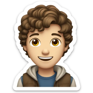 cute teenage boy brown hair brown eyes tan cute smile sticker